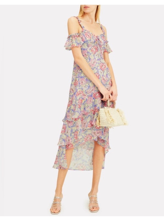 INTERMIX Dresses & Skirts - Intermix Silk Sophia Midi Floral High Low Frilly Dress